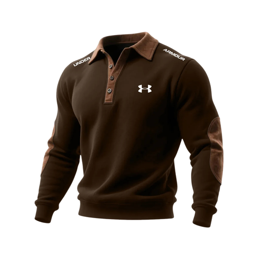 Men’s Performance Polo Sweater – Structured Long Sleeve Athletic Pullover
